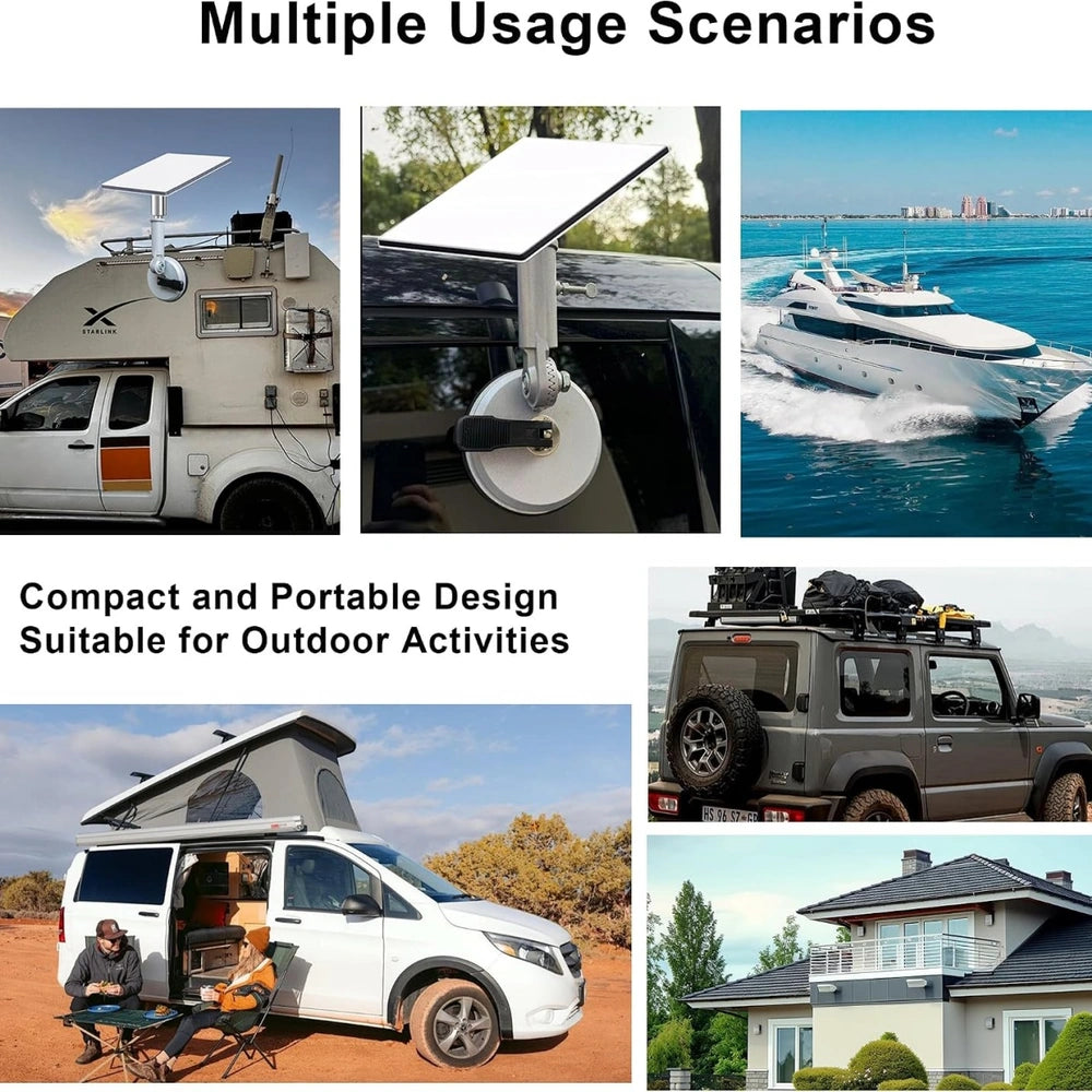 Starlink Mini Soporte metálico con ventosa y ángulo ajustable para autocaravanas, ventanas de coche y techo solar – Resistente al viento