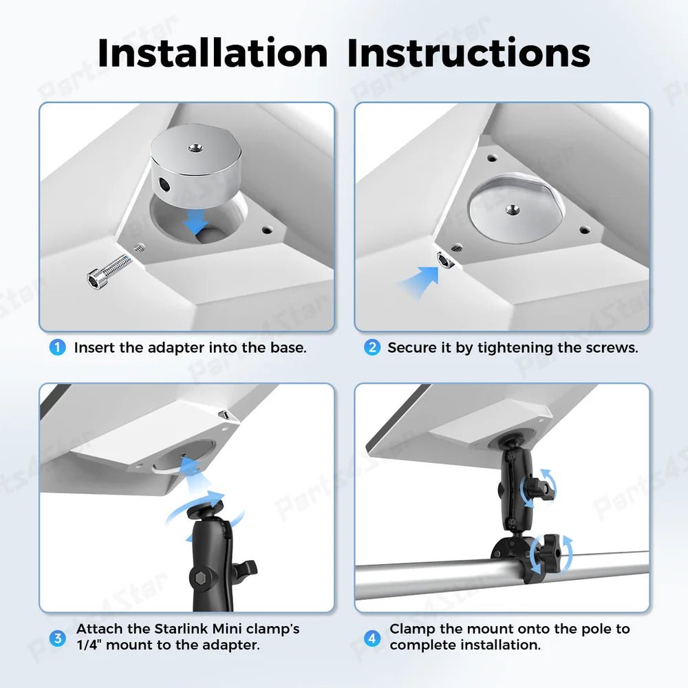 2025 New Version Adjustable Clamp Mount Kit for Starlink Mini - Parts4Star