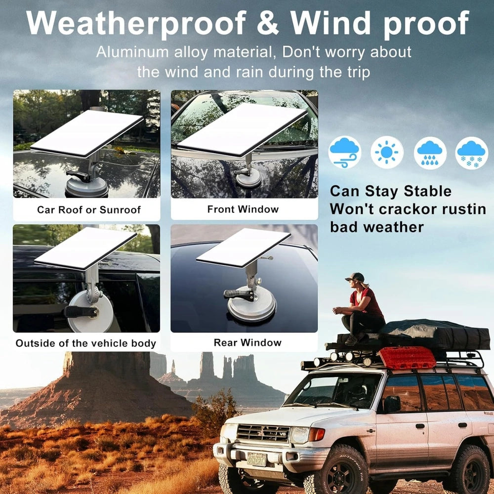 Starlink Mini Soporte metálico con ventosa y ángulo ajustable para autocaravanas, ventanas de coche y techo solar – Resistente al viento