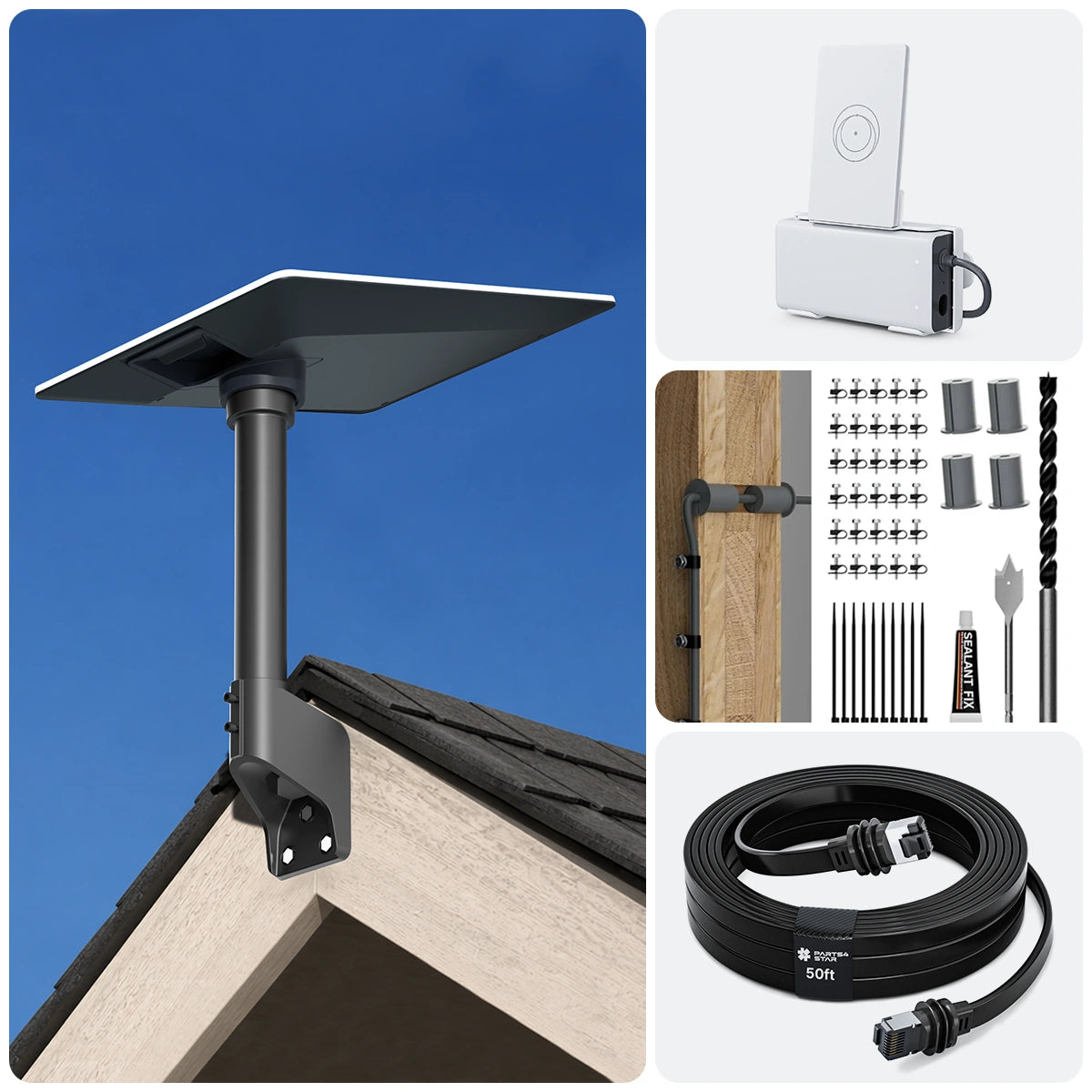 Starlink V5 Wall & Roof Mount Kit – Full Install Bundle with Cable & Router Mount
