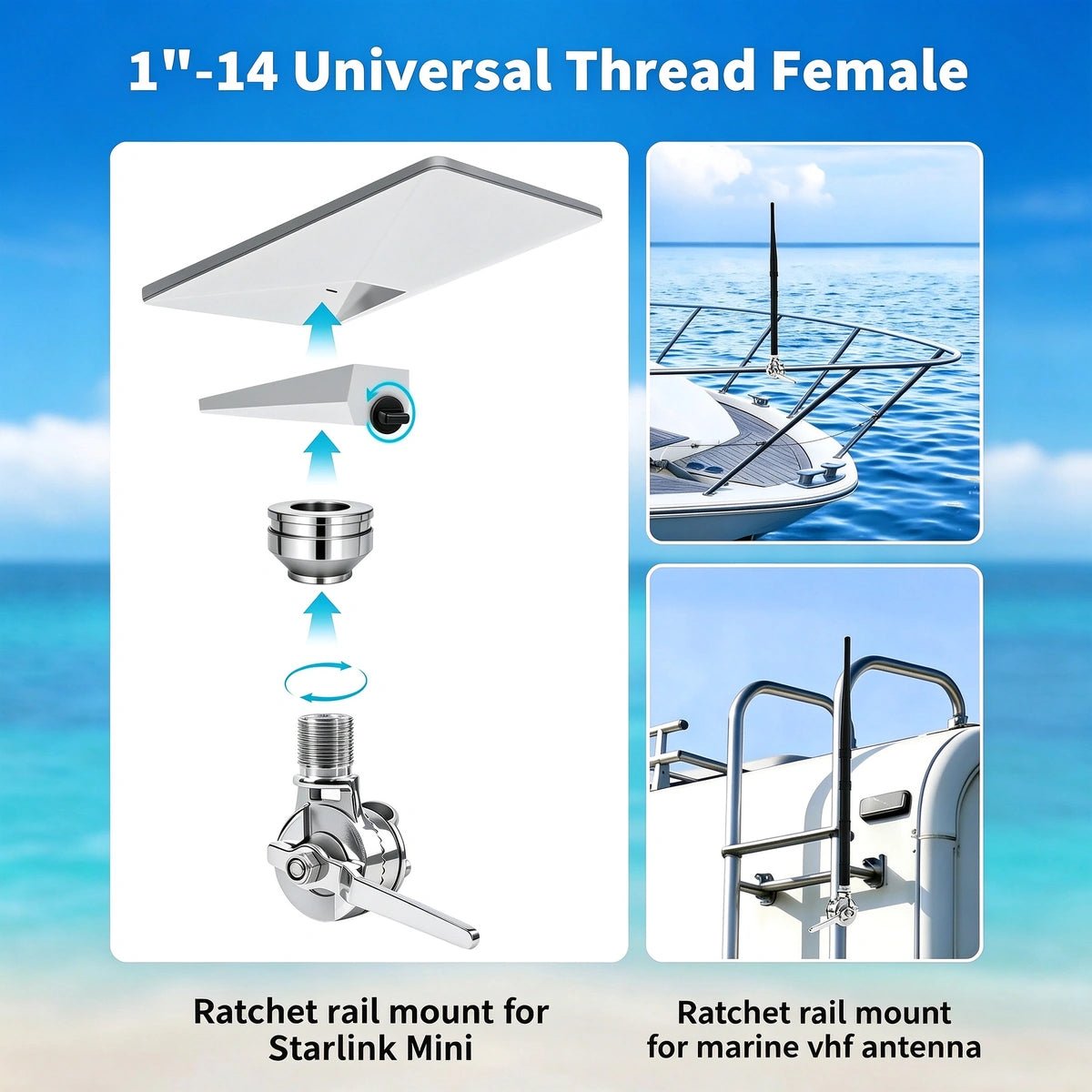 Starlink Mini Rail Mount, Marine-Grade 316 Stainless Steel - Parts4Star
