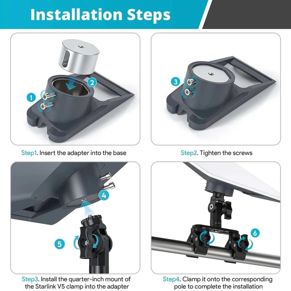 Starlink V5 Adjustable Dual-Clamp Mount Kit with 270° Rotation - Parts4Star