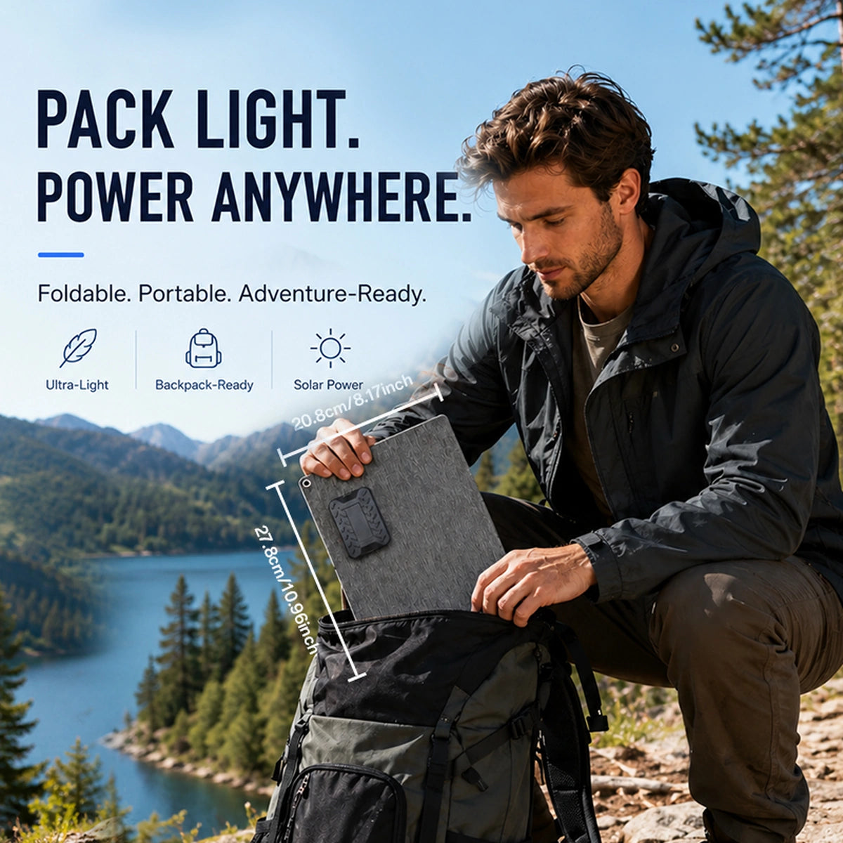 40W Foldable Solar Panel for Starlink Power Banks, USB-C & DC Output