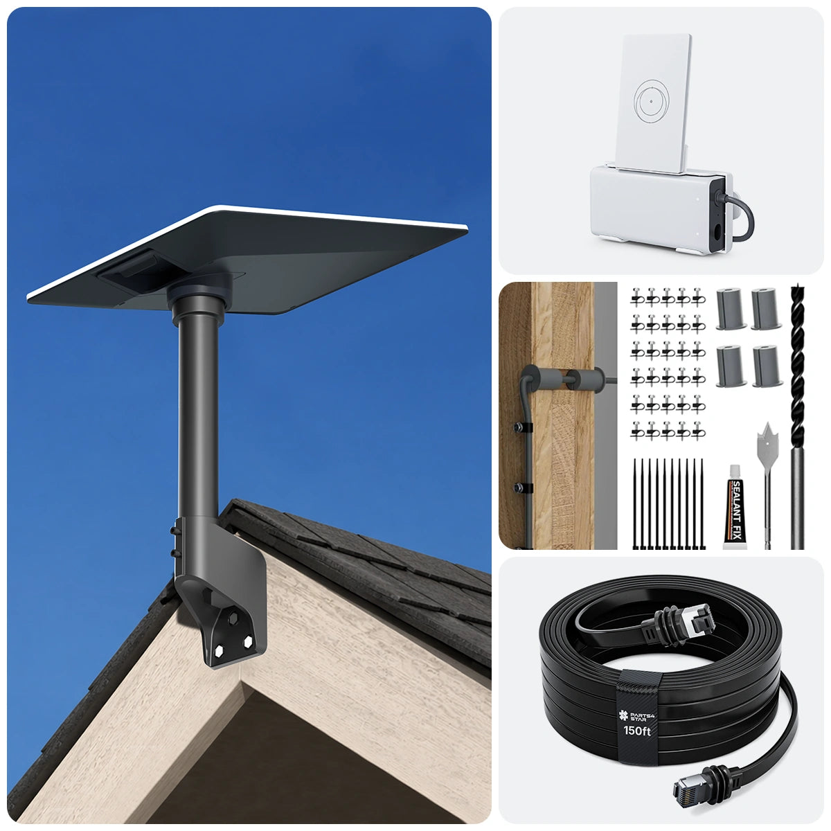 Starlink V5 Wall & Roof Mount Kit – Full Install Bundle with Cable & Router Mount