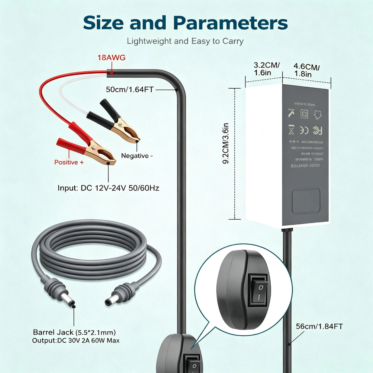 Starlink Mini 12V DC Power Adapter with Alligator Clips