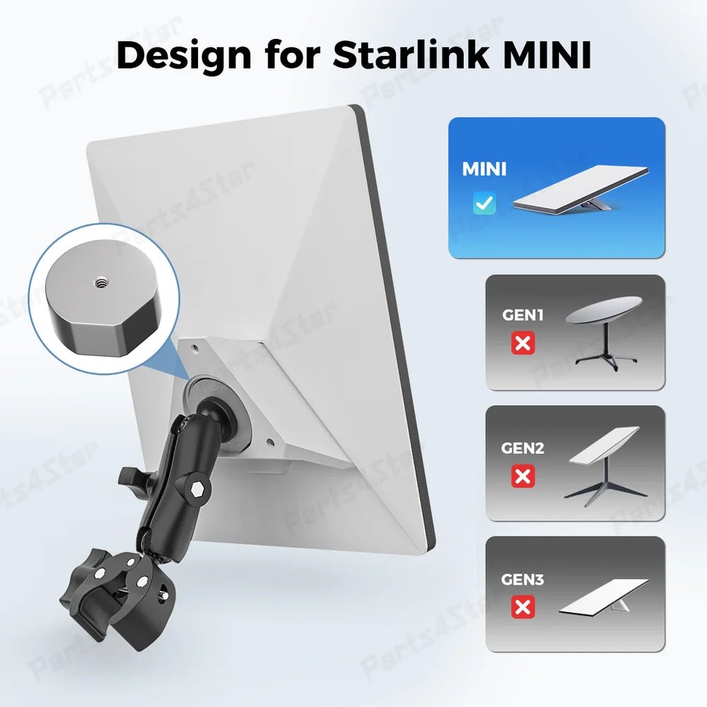 2025 New Version Adjustable Clamp Mount Kit for Starlink Mini - Parts4Star