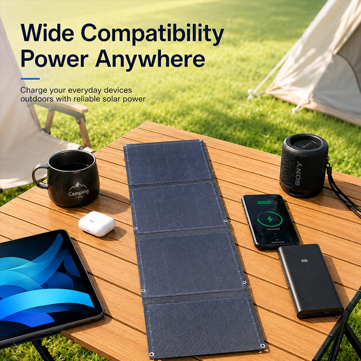 40W Foldable Solar Panel for Starlink Power Banks, USB-C & DC Output