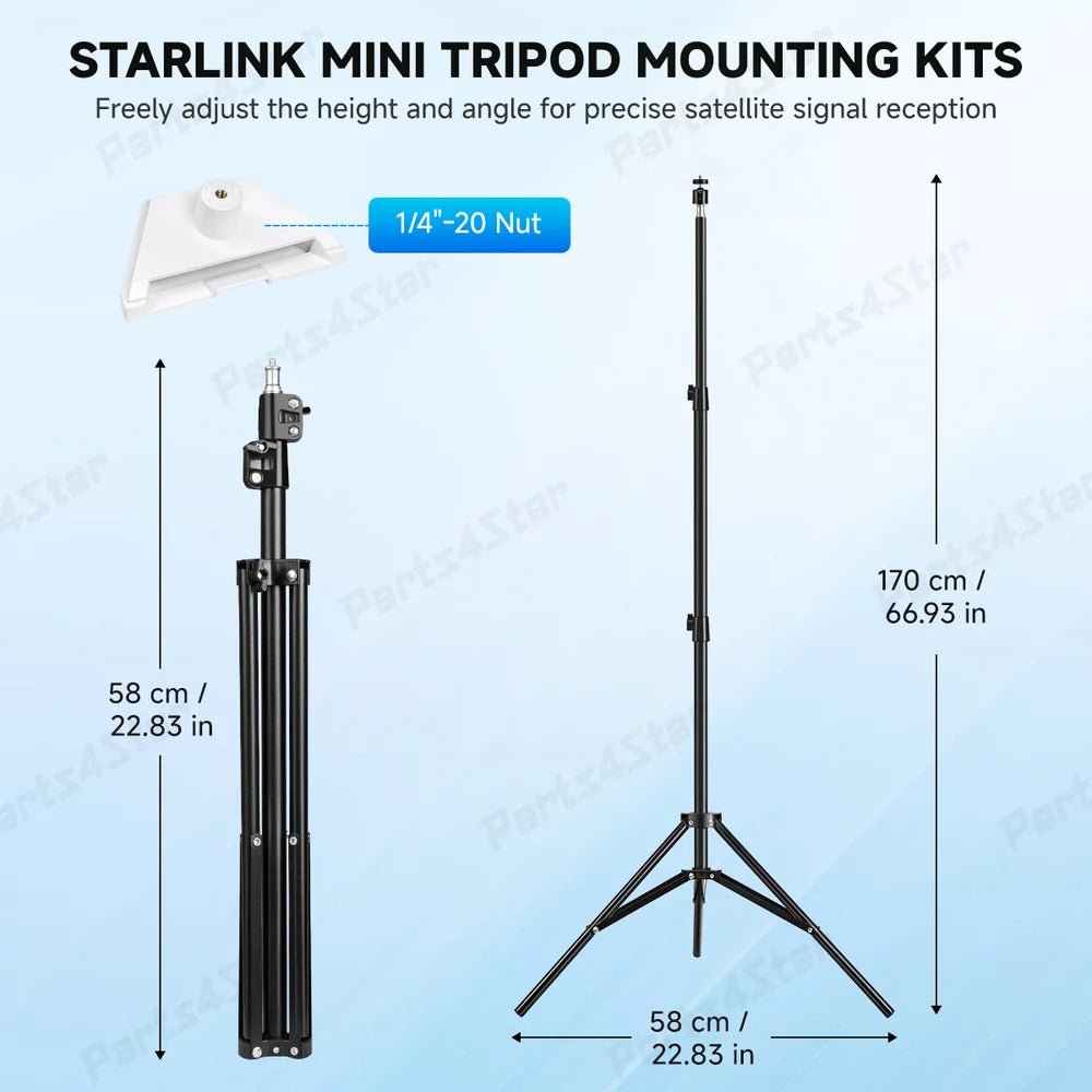 Adjustable Tripod Mount with 1/4″ - 20 Threaded Bracket for Starlink Mini - Parts4Star
