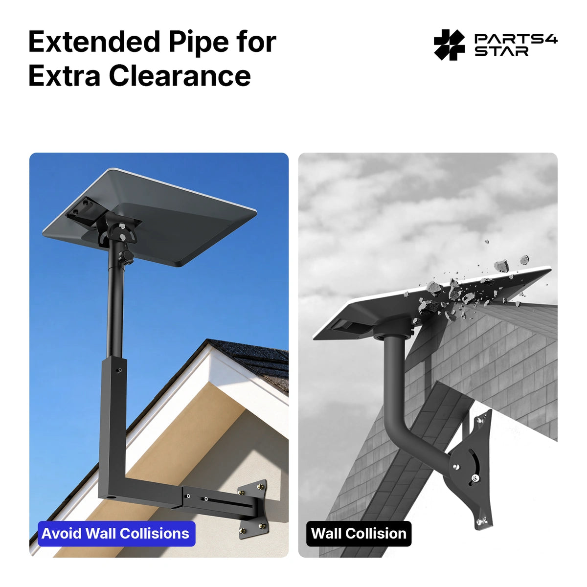 Starlink V5 Wall & Roof Mount - Adjustable Telescoping Arm & Pipe Adapter