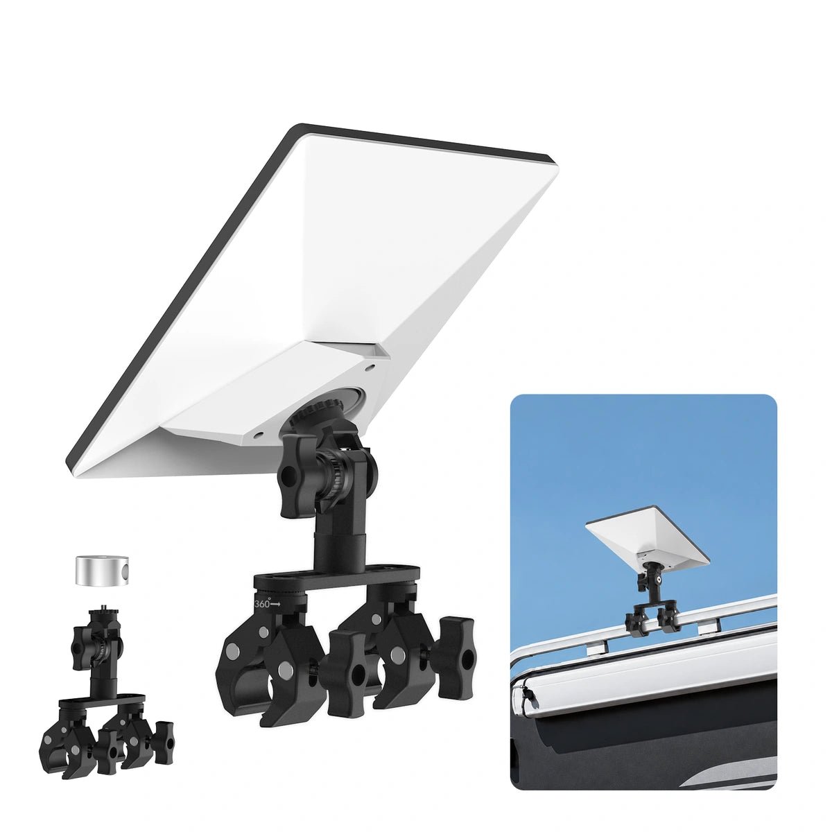 Starlink Mini Adjustable Dual-Clamp Mount Kit with 270° Rotation for RV Ladder & Tripod - Parts4Star
