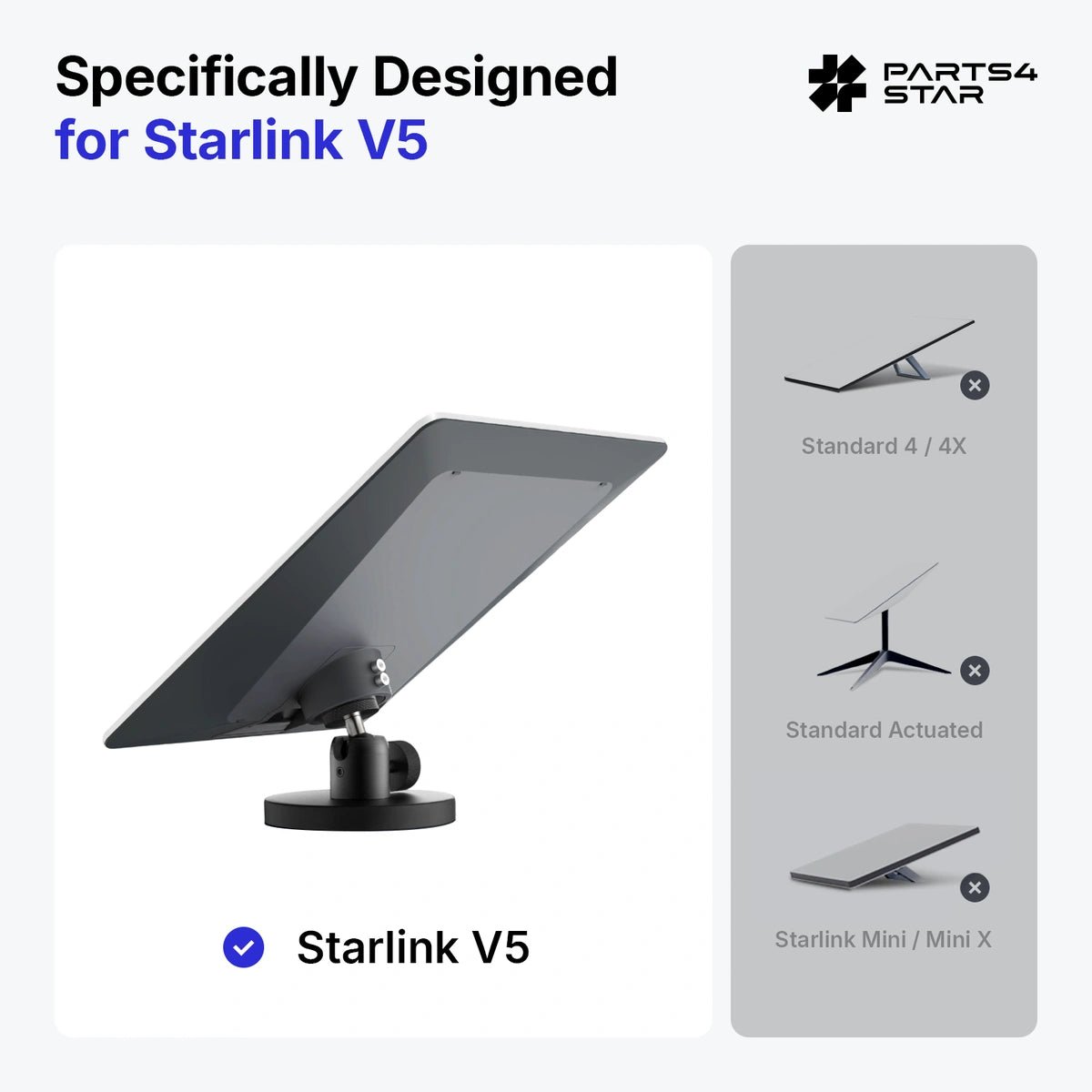 Starlink V5 Magnetic Mount with 360° Adjustable Ball Head, 12 Strong Magnets, Compatible with OEM Pipe Adapter - Parts4Star