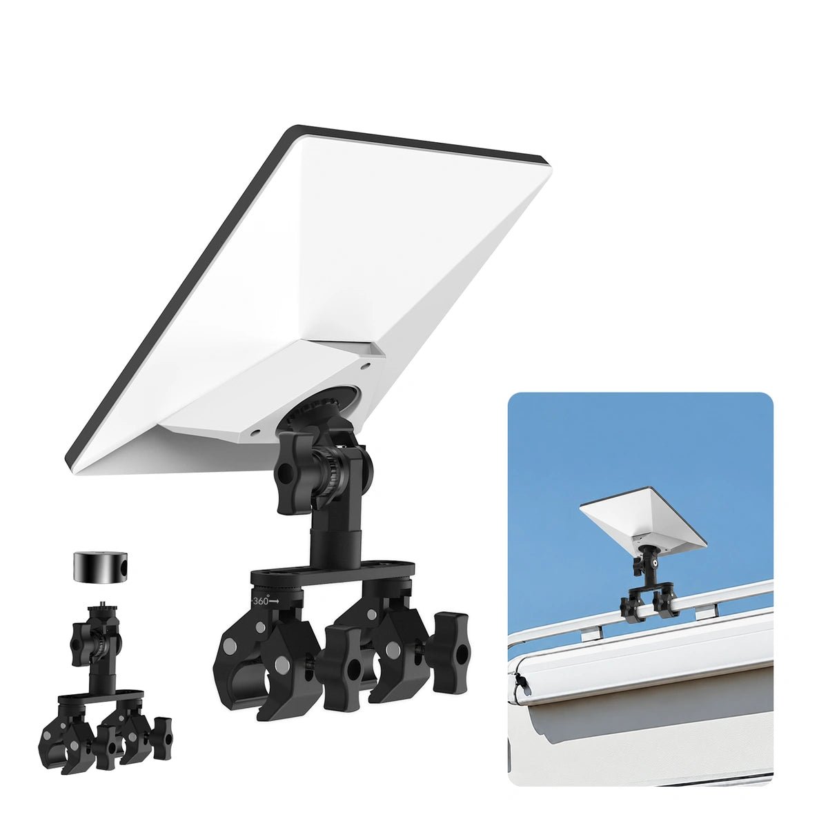 Starlink Mini Adjustable Dual-Clamp Mount Kit with 270° Rotation for RV Ladder & Tripod - Parts4Star