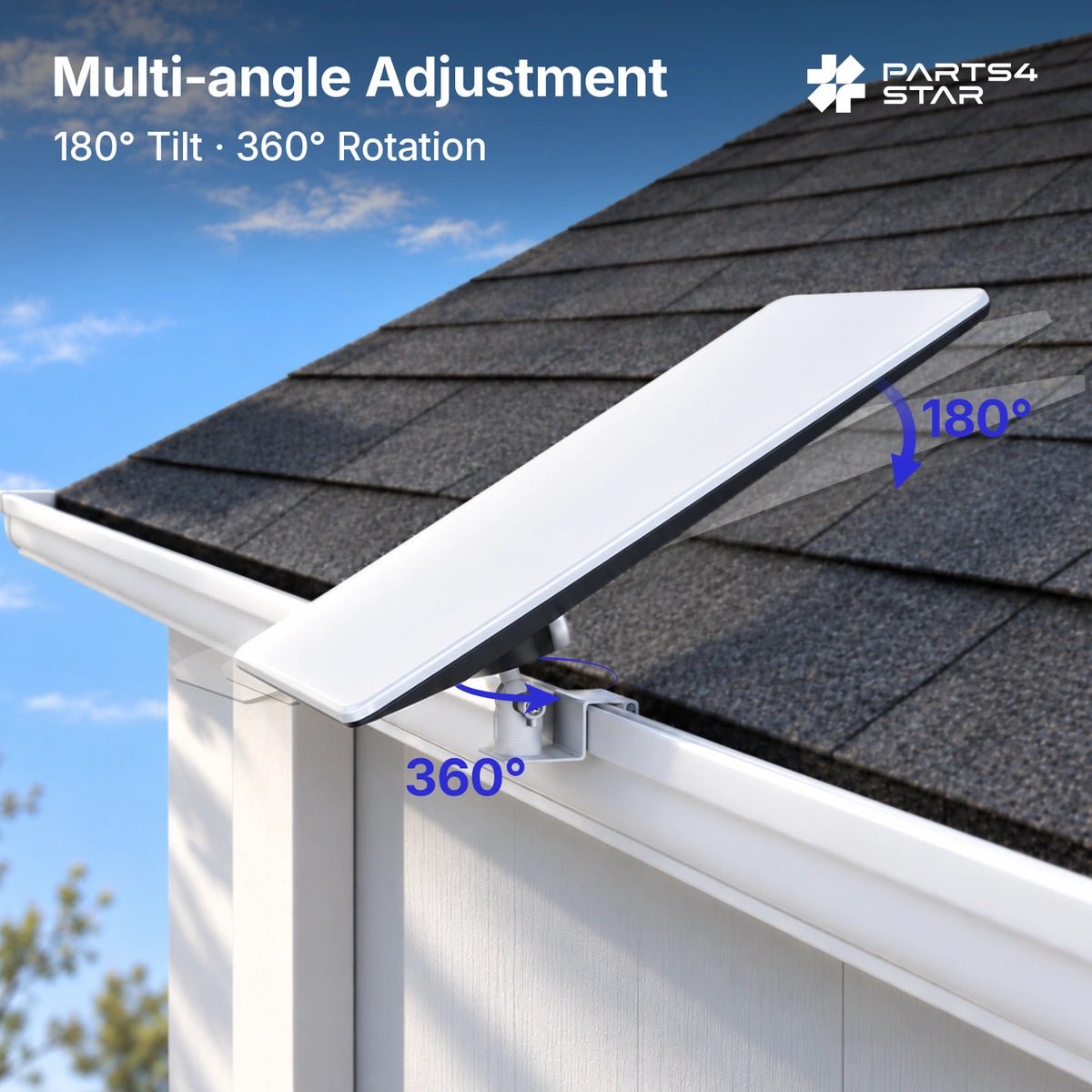 Starlink V5 Adjustable Gutter Mount with Screw Adapter – 360° Rotation, 180° Tilt, No-Drill Dual-Screw Clamp - Parts4Star