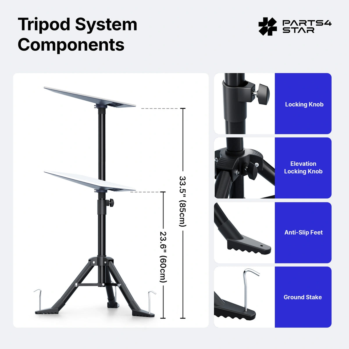 Starlink V5 Tripod Mount - Adjustable Stand With Ground Stakes
