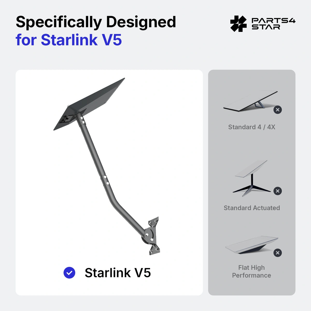 Starlink Montáž na stěnu a střechu V5 – adaptér na potrubí s 30" prodlouženou trubkou