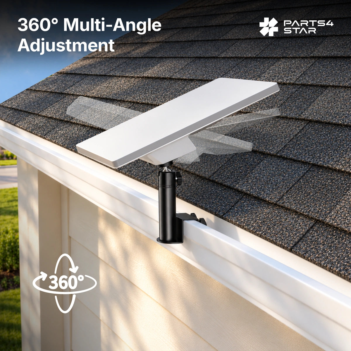 Starlink Mini Metal Gutter Mount with Screw Adapter – 360° Adjustable, No-Drill Dual-Screw Clamp