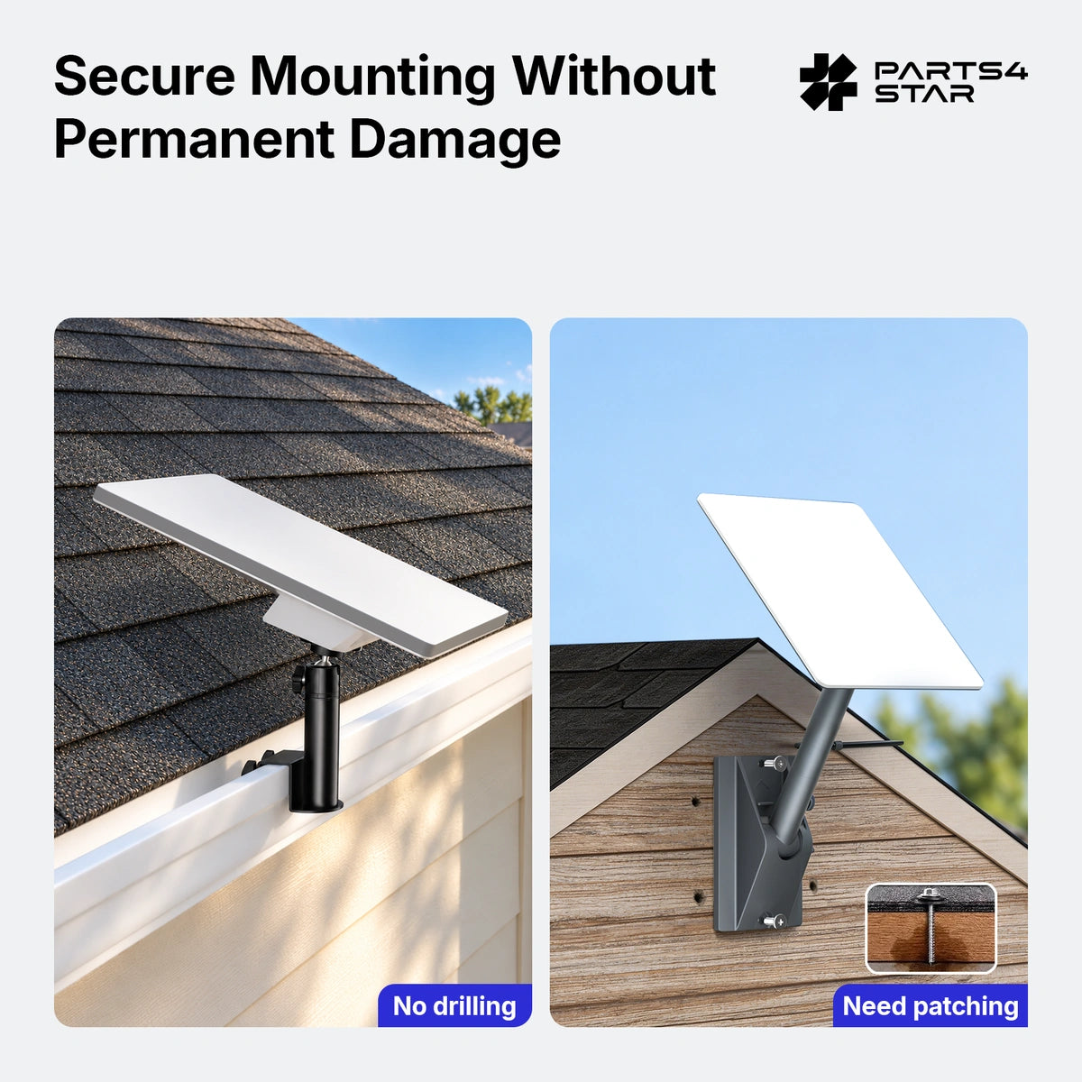Starlink Mini Metal Gutter Mount with Screw Adapter – 360° Adjustable, No-Drill Dual-Screw Clamp