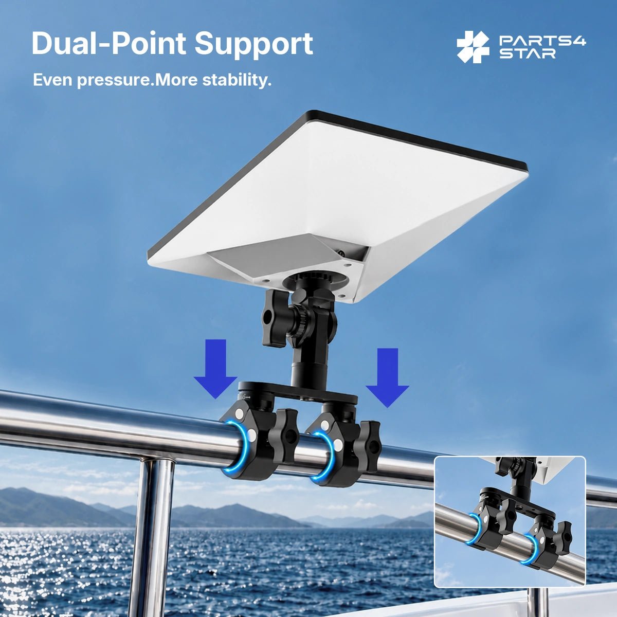 Starlink Mini Adjustable Dual-Clamp Mount Kit with 270° Rotation for RV Ladder & Tripod - Parts4Star