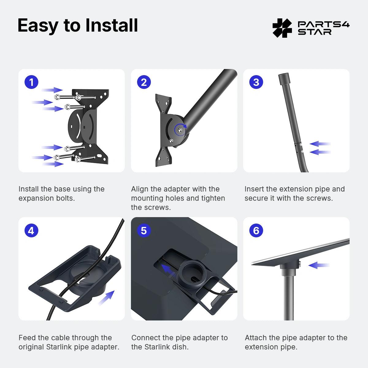 Starlink V5 Wall & Roof Mount Kit - 30 Inch Adjustable