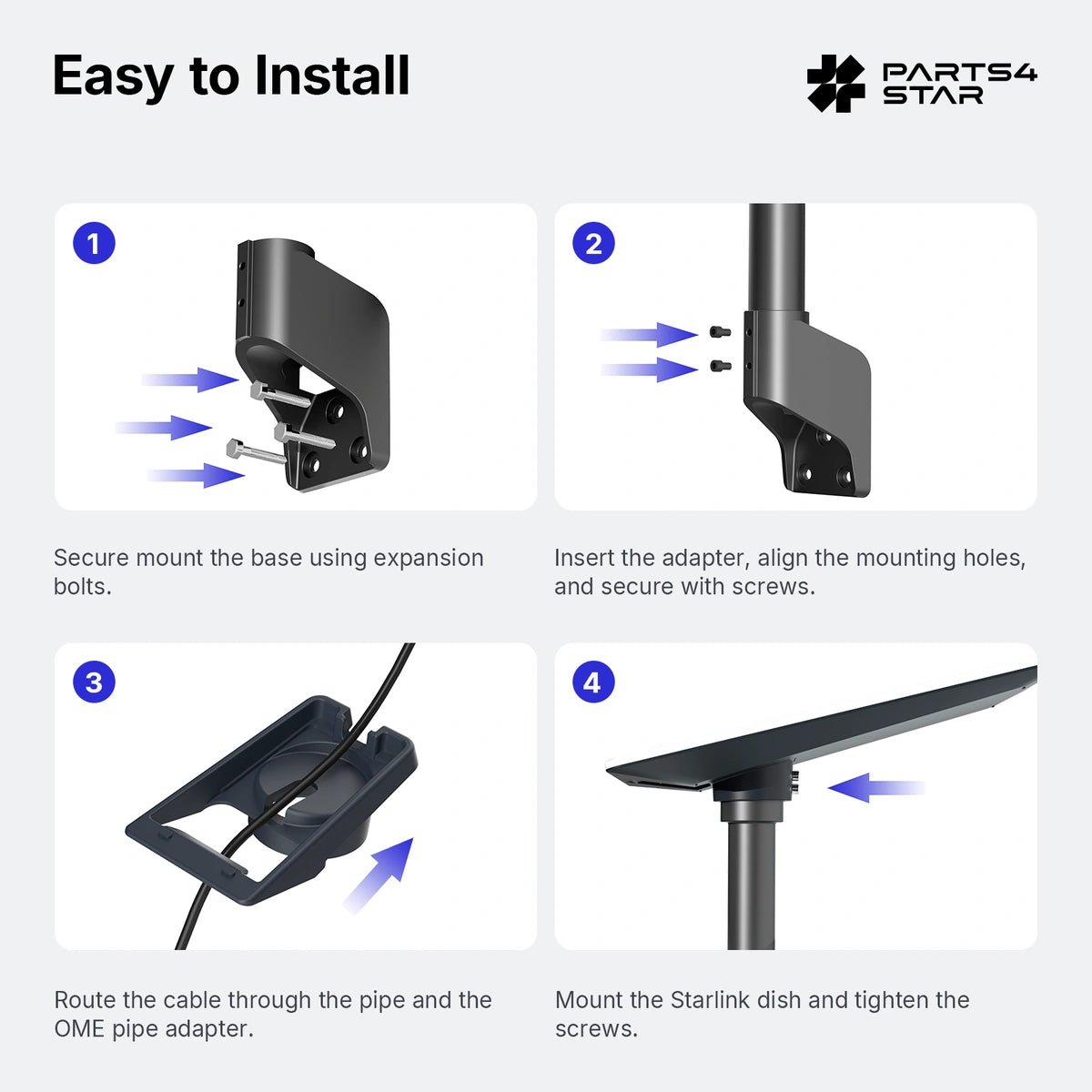 Starlink V5 Wall Mount Kit - 360° Rotatable - Parts4Star