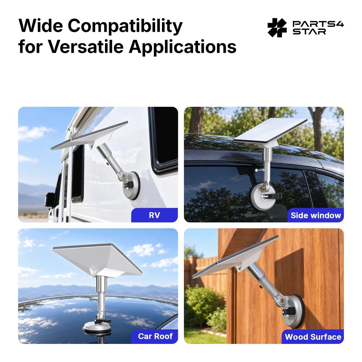 Starlink Mini Metal Suction Cup Mount with Adjustable Angle, for RV, Car Windows & Sunroof – Windproof - Parts4Star