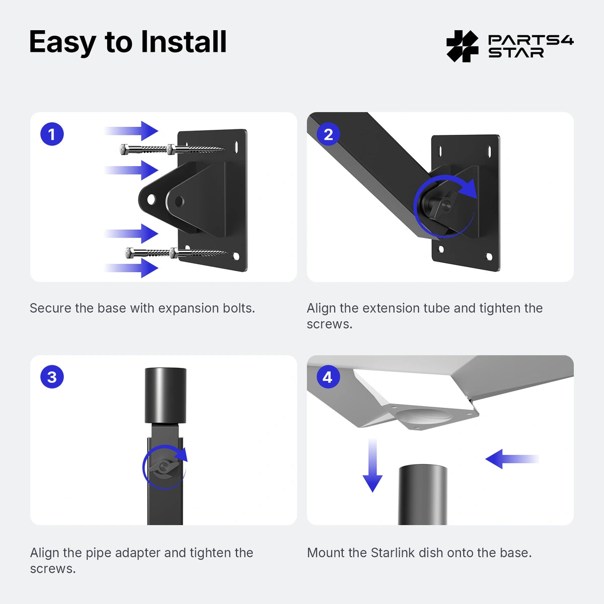 Starlink Mini Adjustable Wall Mount - 360° Rotation & 270° Tilt