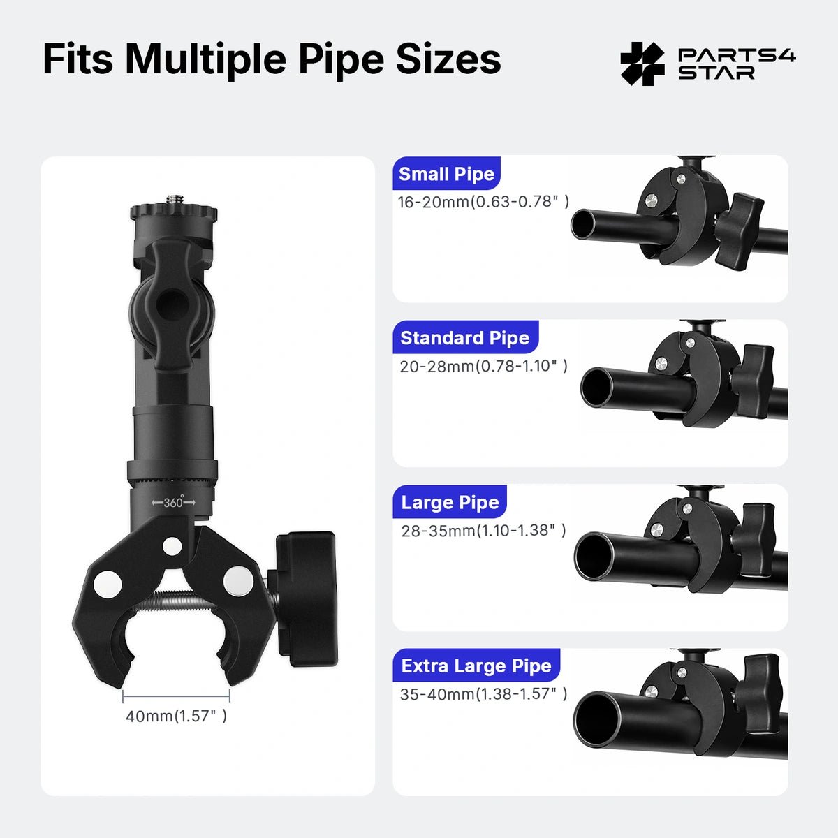 Starlink Mini Adjustable Dual-Clamp Mount Kit with 270° Rotation for RV Ladder & Tripod - Parts4Star