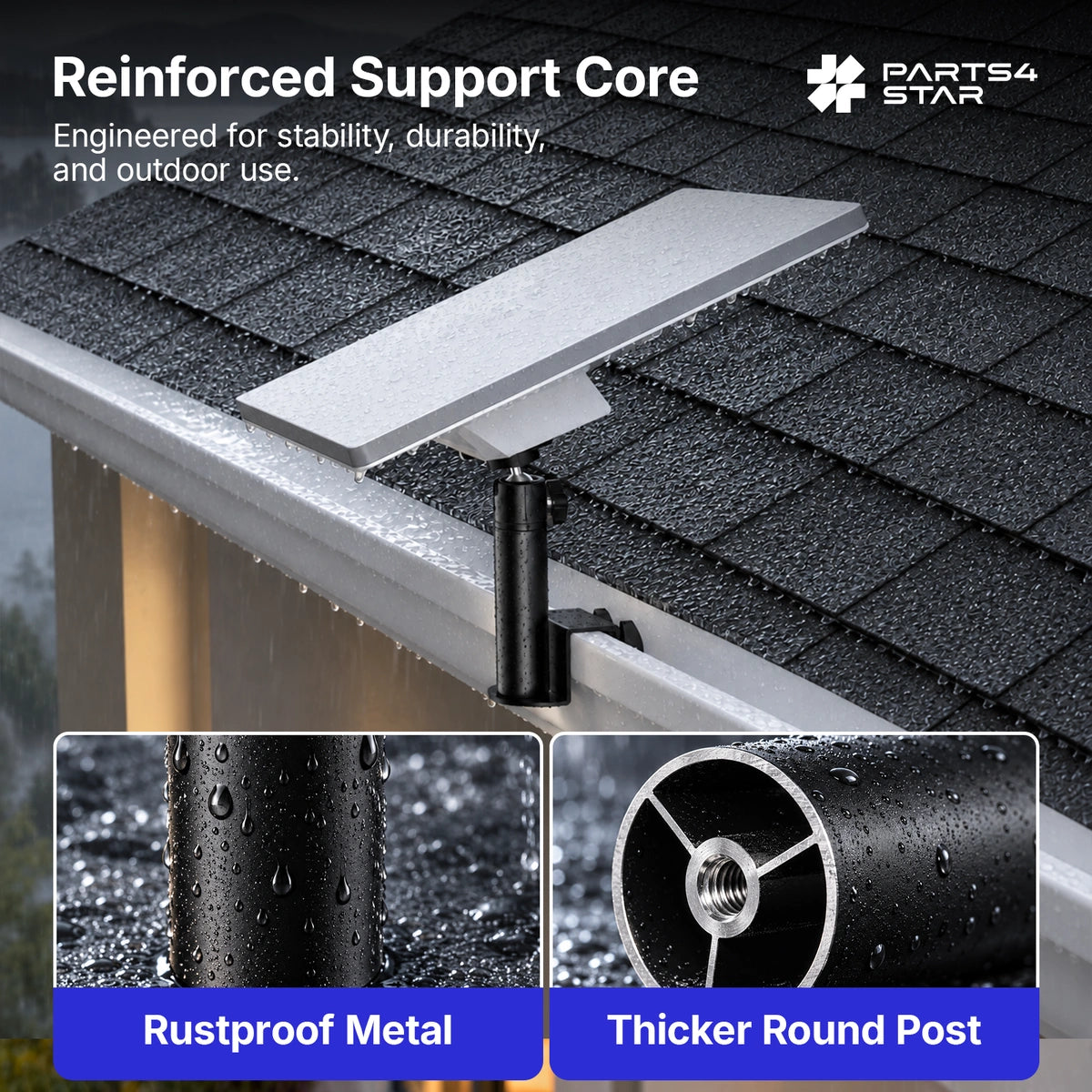Starlink Mini Metal Gutter Mount with Screw Adapter – 360° Adjustable, No-Drill Dual-Screw Clamp
