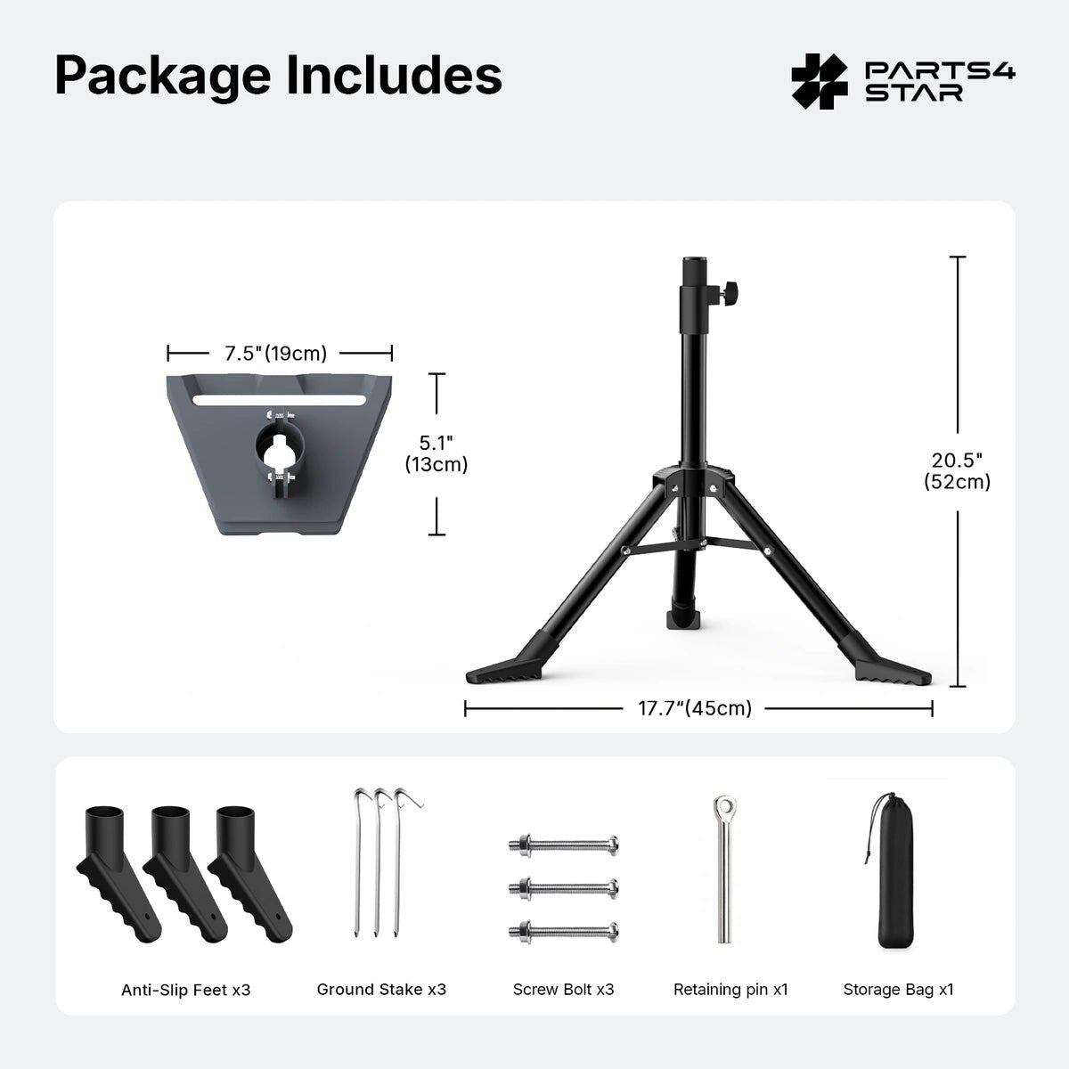 Starlink Standard 4/4X Tripod Mount - Height Adjustable, Gen 3/V3/V4 - Parts4Star