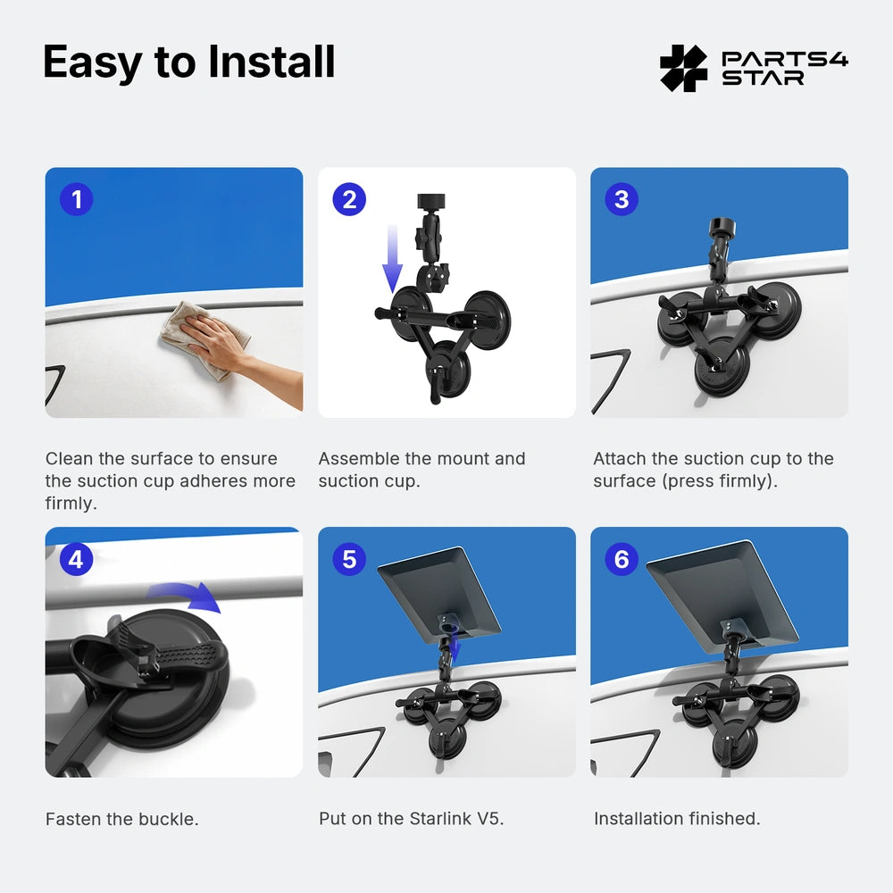 Starlink V5 Suction Cup Mount with Adjustable Angle, for RV, Car Windows & Sunroof