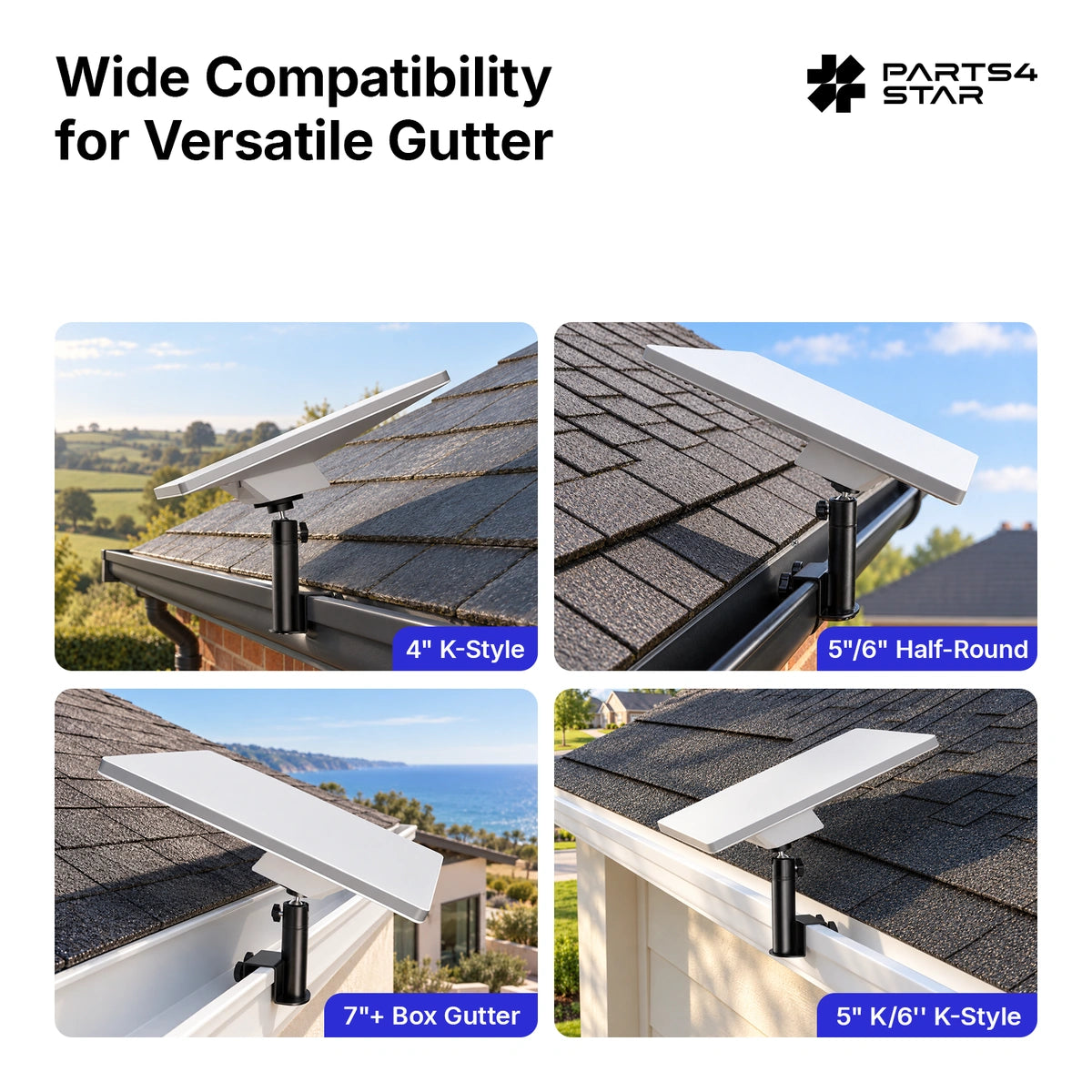 Starlink Mini Metal Gutter Mount with Screw Adapter – 360° Adjustable, No-Drill Dual-Screw Clamp