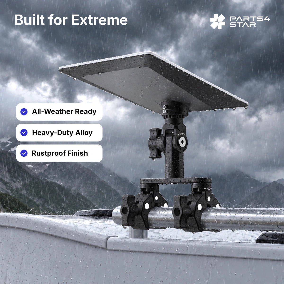 Starlink V5 Adjustable Dual-Clamp Mount Kit – 360° Rotation, 270° Tilt & 0.98" Sliding Arm for RV Ladder & Tripod - Parts4Star