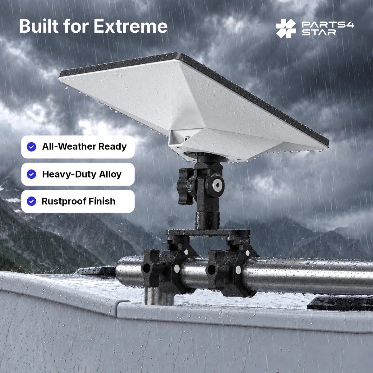 Starlink Mini Adjustable Dual-Clamp Mount Kit with 270° Rotation for RV Ladder & Tripod - Parts4Star