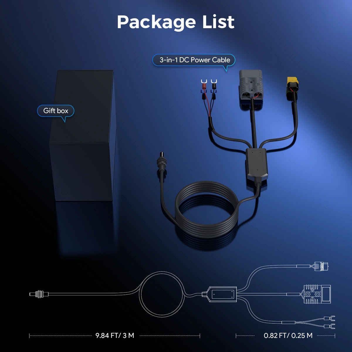 Starlink Mini 3-in-1 Power Cable, Anderson, U-Fork Terminals & XT60 - Parts4Star