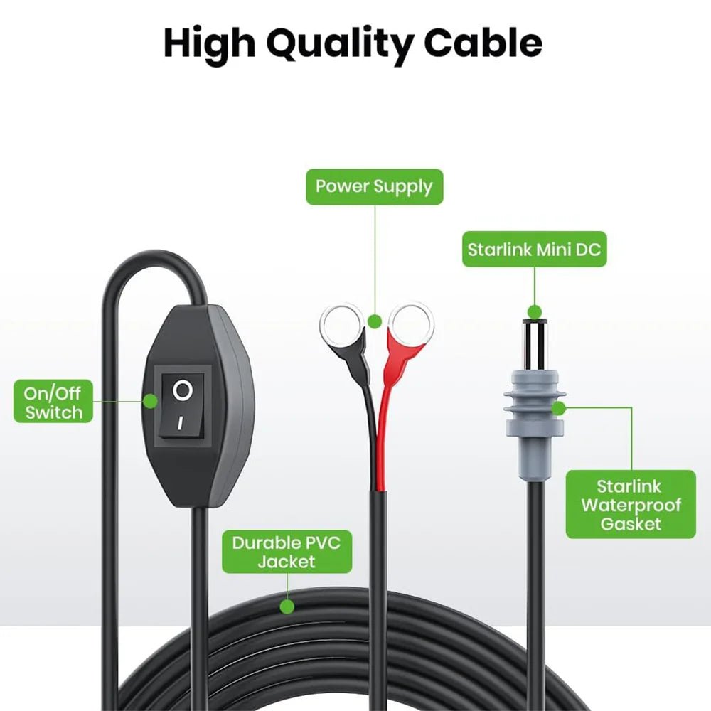 3M/10FT O - Ring DC Charging Cable with Switch (CB8) for Starlink Mini - Parts4Star