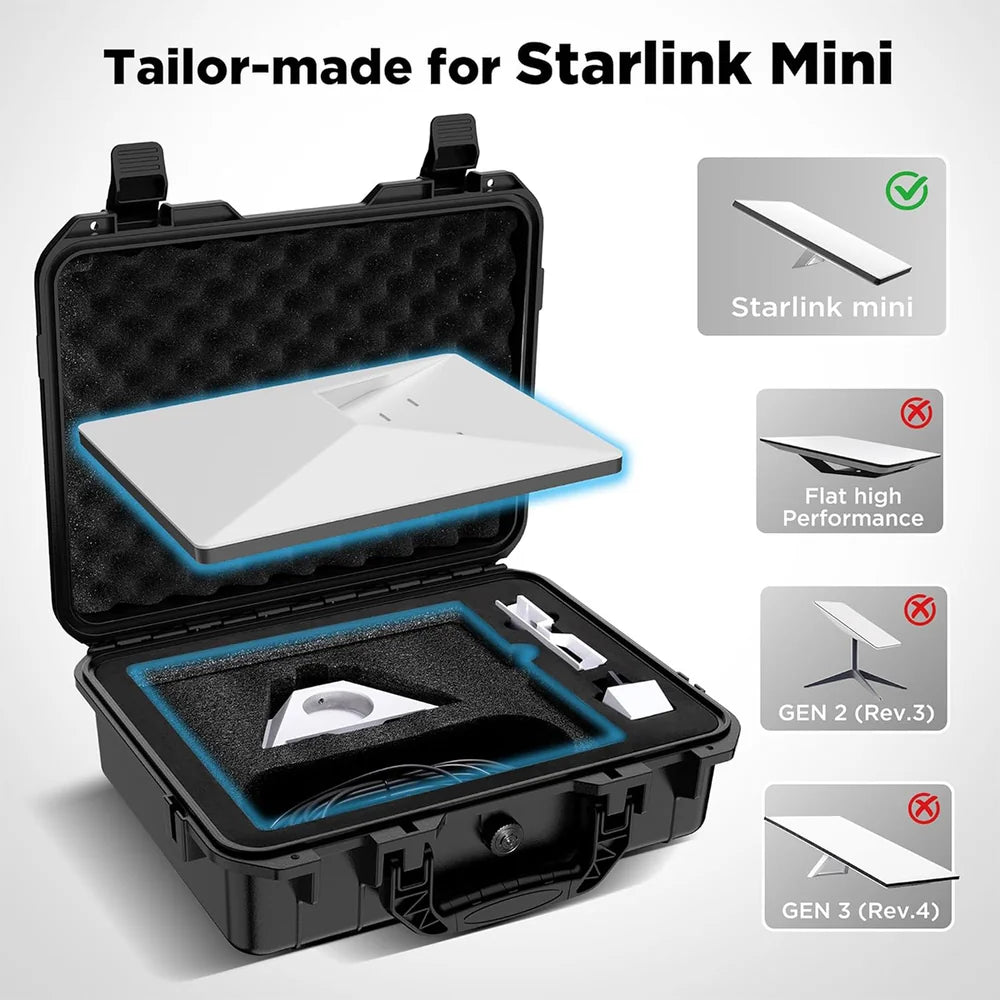 Étui de transport rigide étanche pour Starlink Mini Kit et accessoires