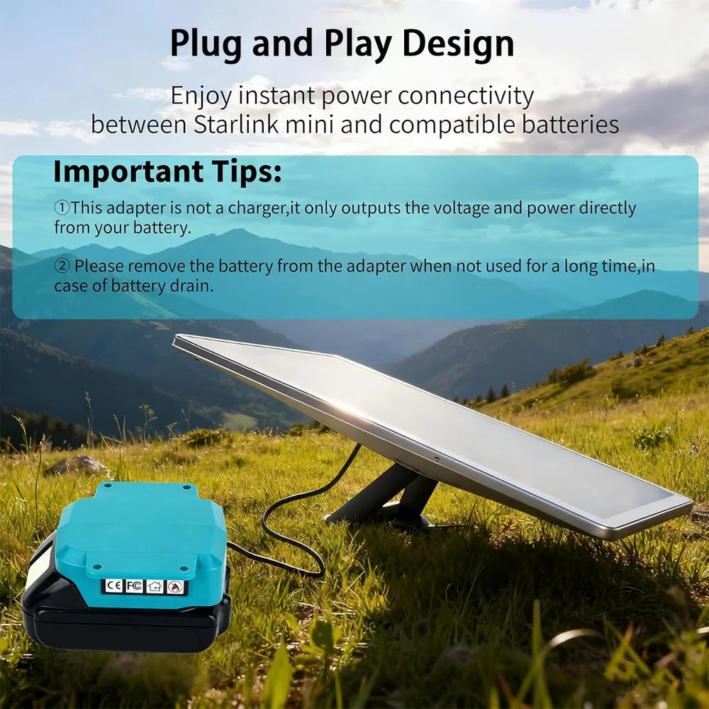 Adaptateur de batterie Makita 18 V pour Starlink Mini avec câble d'alimentation CC