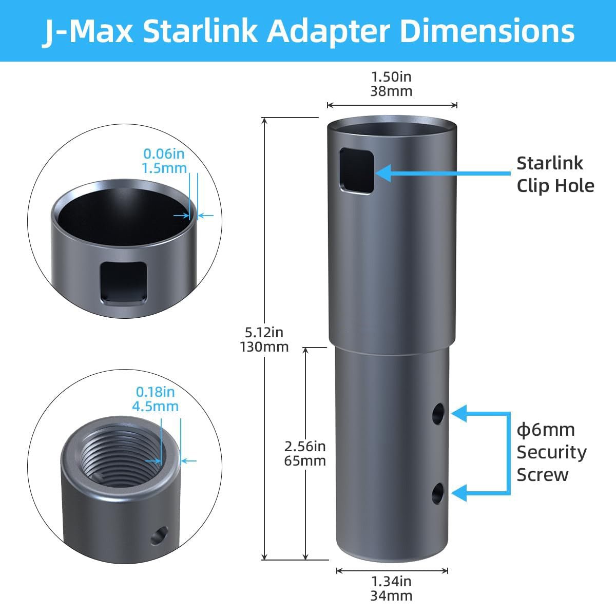 Aluminum Pipe Mount Adapter for Starlink Gen 2 Dish - Parts4Star