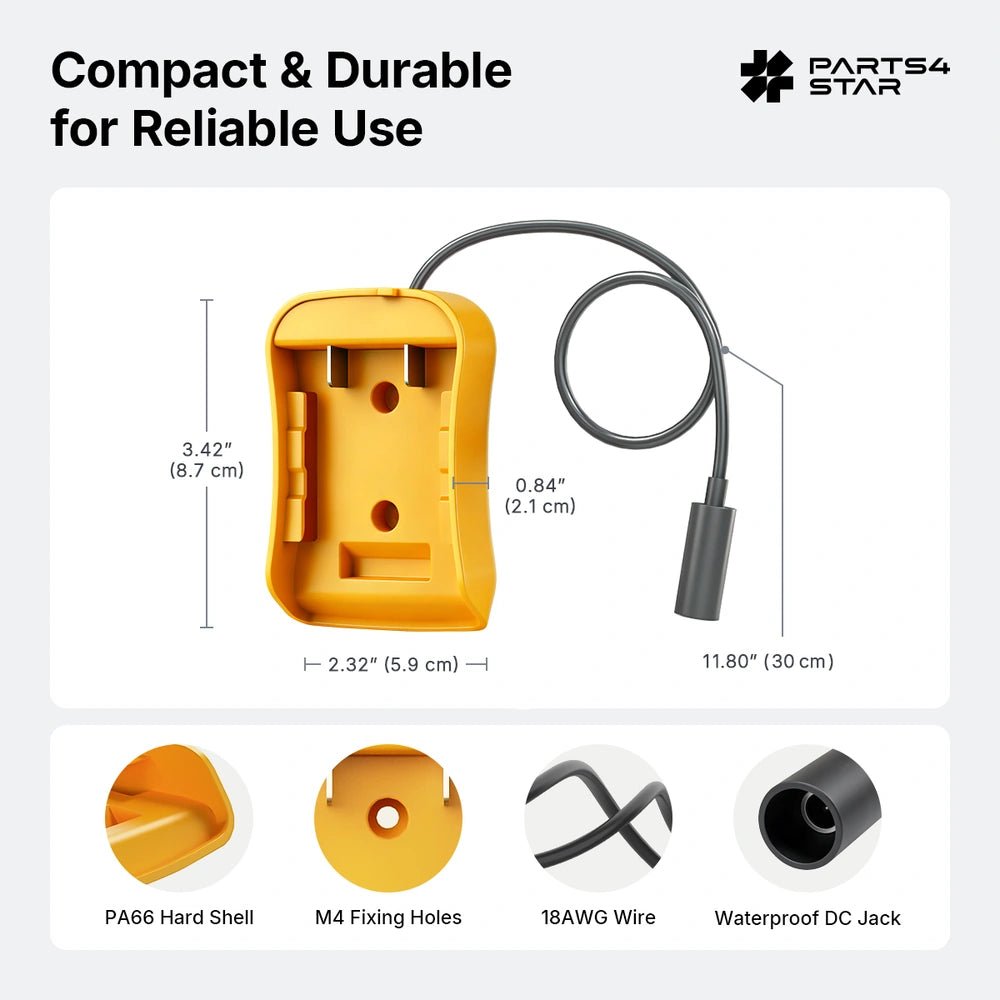 Starlink Mini DeWalt 20V Battery Adapter with DC5521 Female Power Cable - Parts4Star