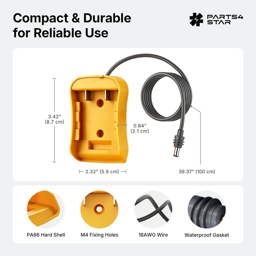 DeWalt Battery Adapter with DC Power Cable for Starlink Mini - Parts4Star