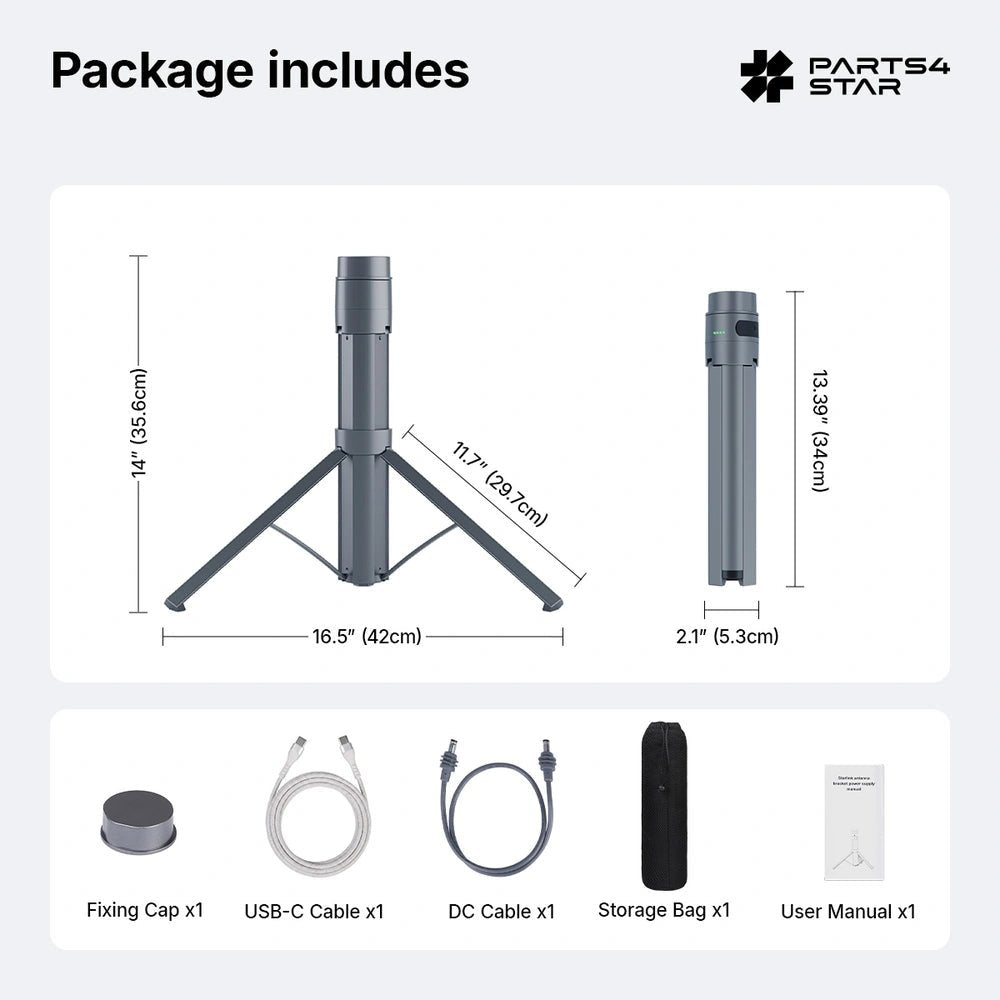 Starlink Mini Power Stand with Integrated Tripod – Up to 6H All - Day Power - Parts4Star