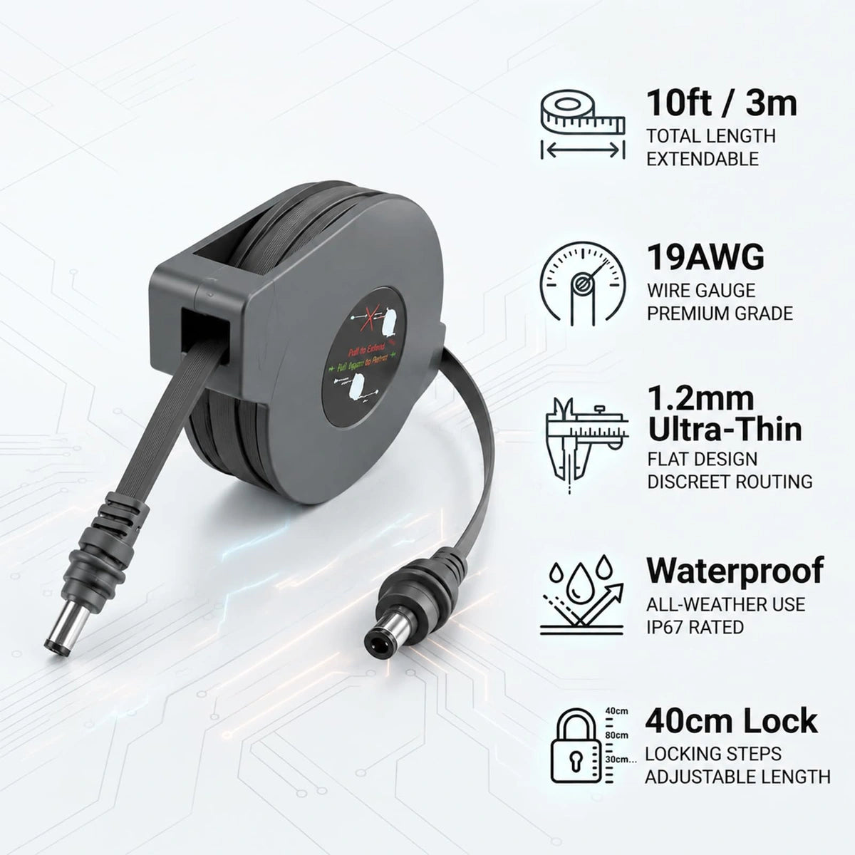 Starlink Mini Cable de alimentación plano retráctil