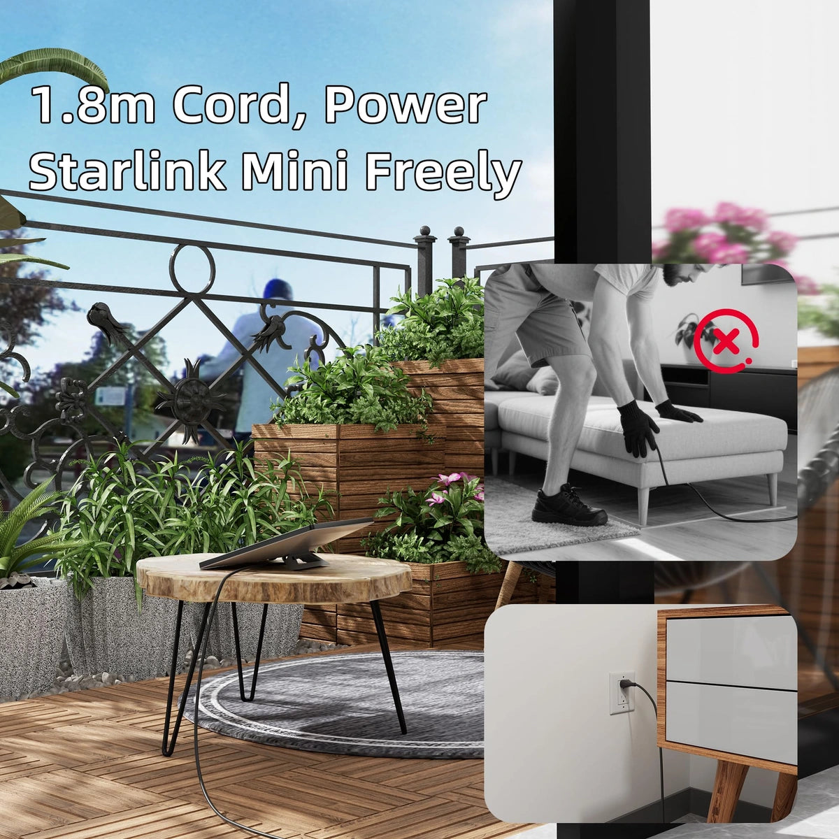Starlink Mini AC Power Supply, Wall Charger with Extension Cable