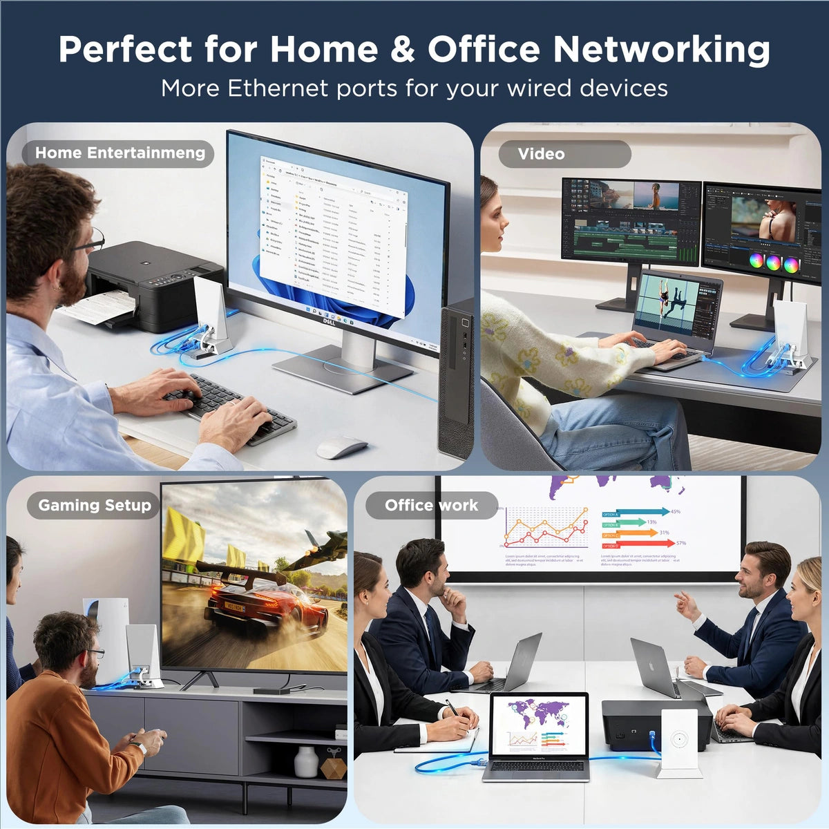 Starlink Router Mini Ethernet Adapter, 1-to-4 Port Network Hub