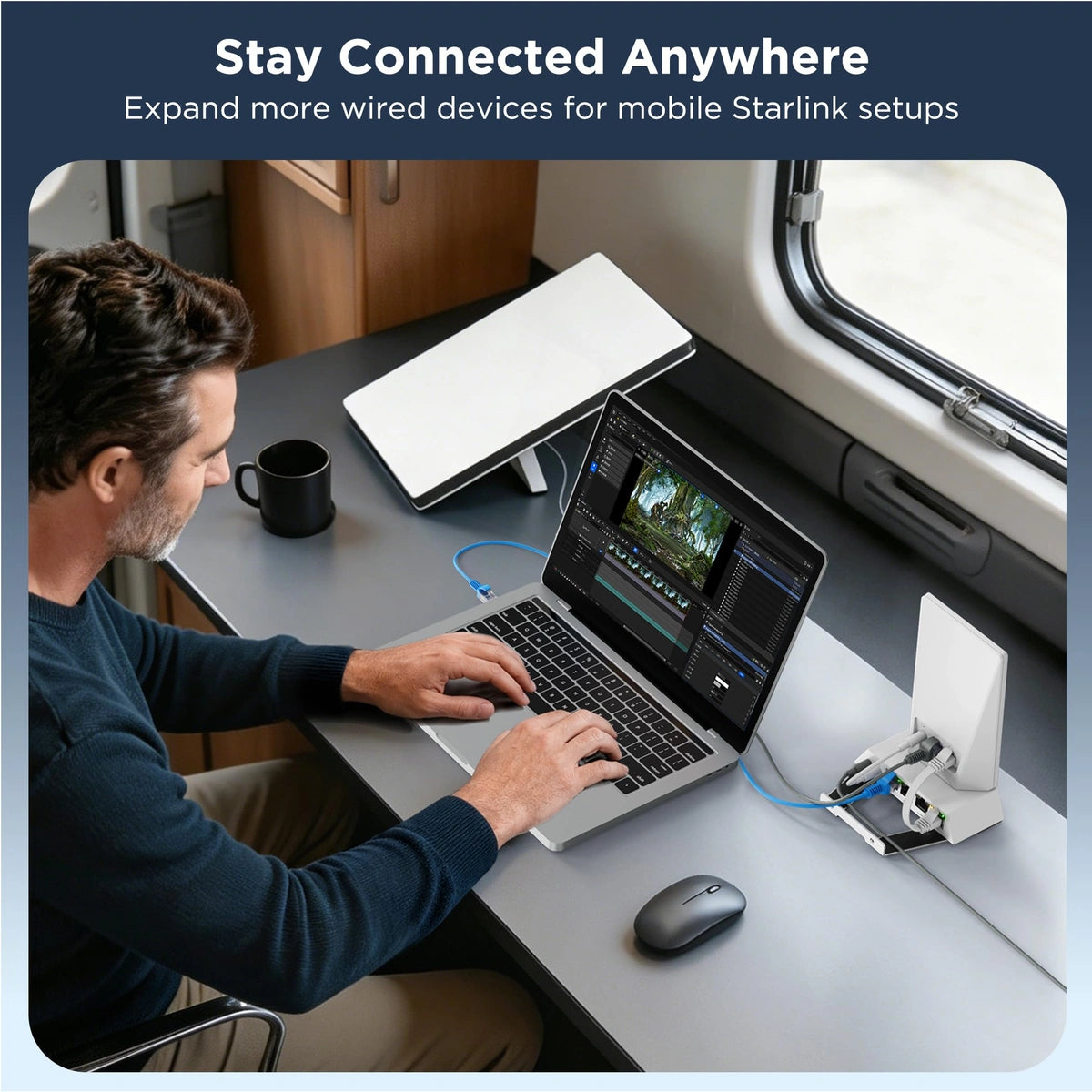 Starlink Router Mini Ethernet Adapter, 1-to-4 Port Network Hub