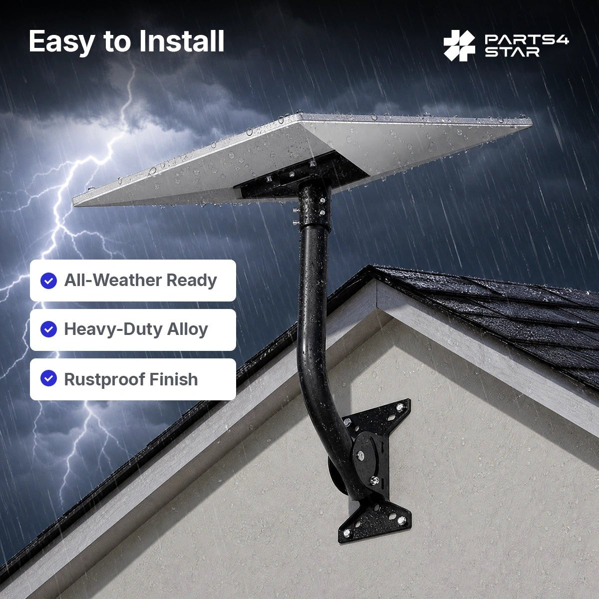 All-weather ready mount installation in rain.