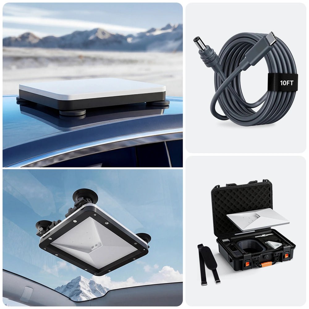 Starlink Mini 2-in-1 Magnetic & Suction Cup Mount Travel Kit with Power, Cable, Case, Tripod & Cover - Parts4Star