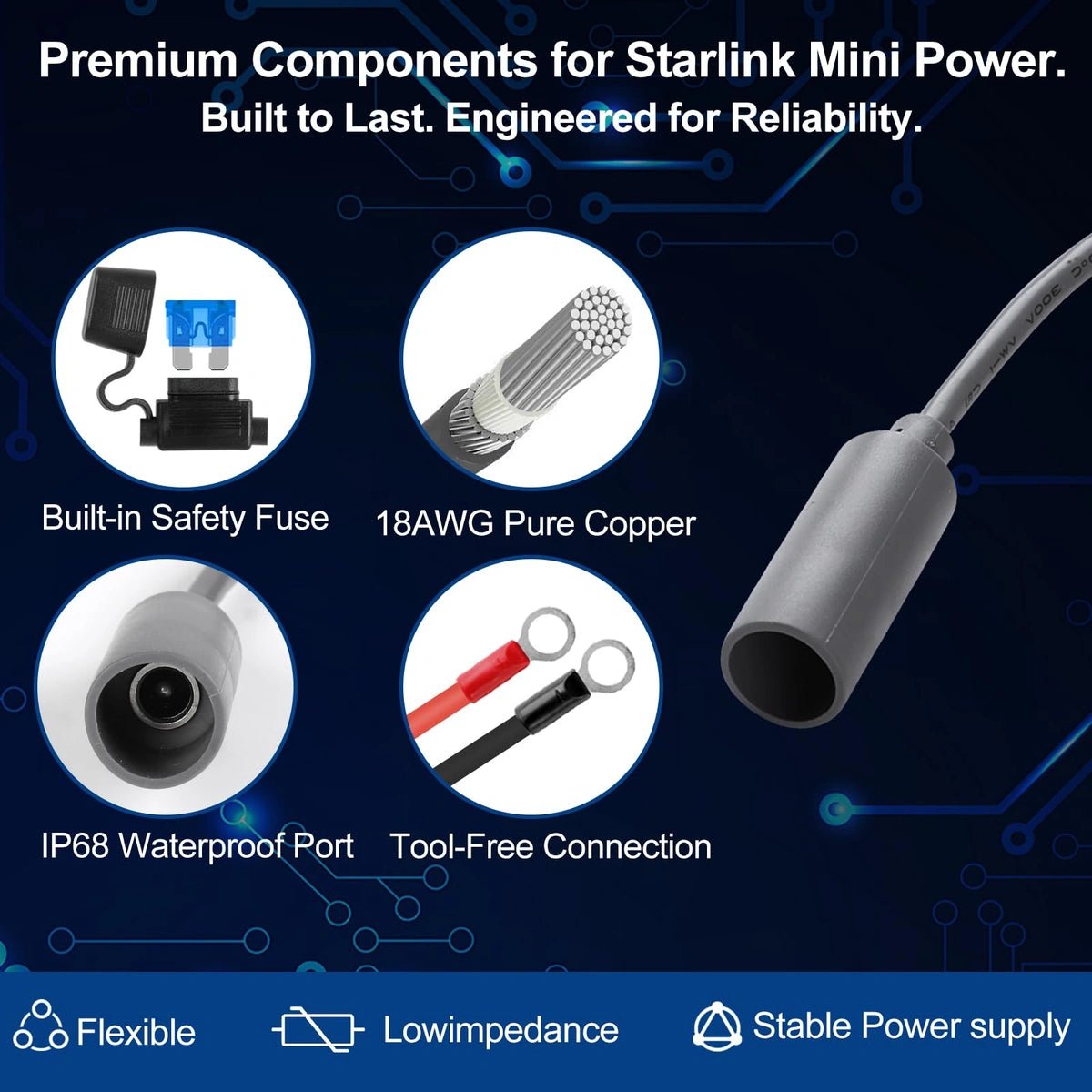 Starlink Mini 30V Converter - 12V/24V DC Step-Up with Female Plug - Parts4Star