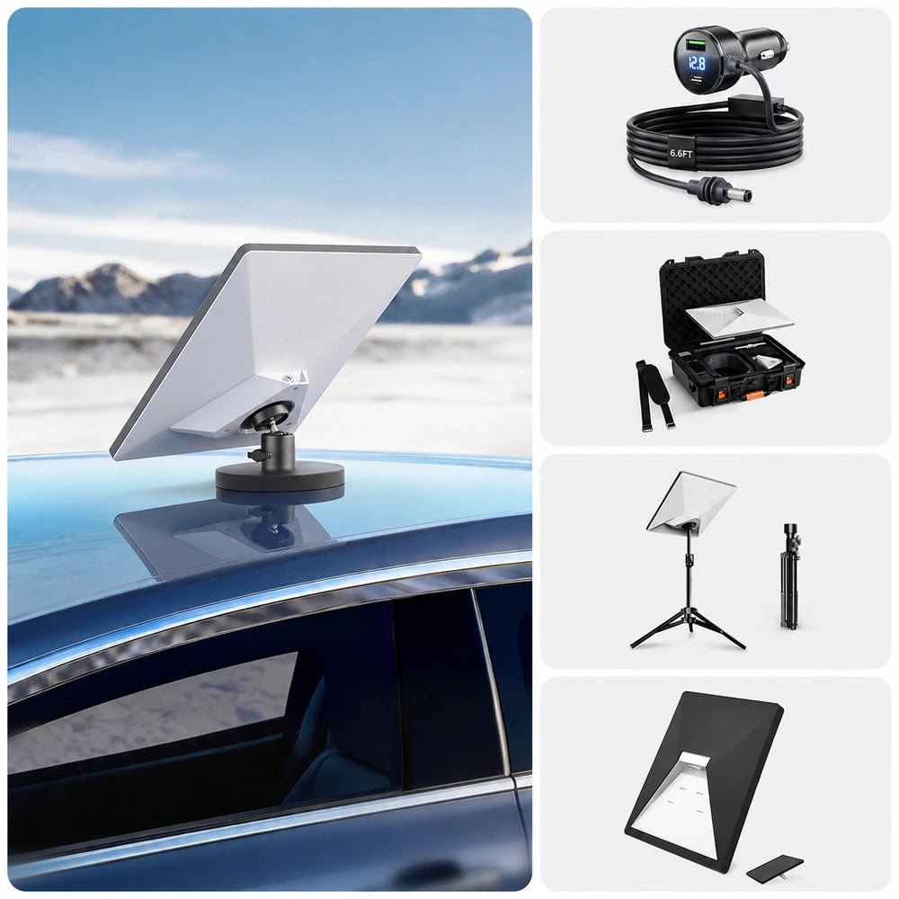 Starlink Mini 360° Adjustable Ball Head Mount Travel Kit with Power, Cable, Case, Tripod & Cover - Parts4Star