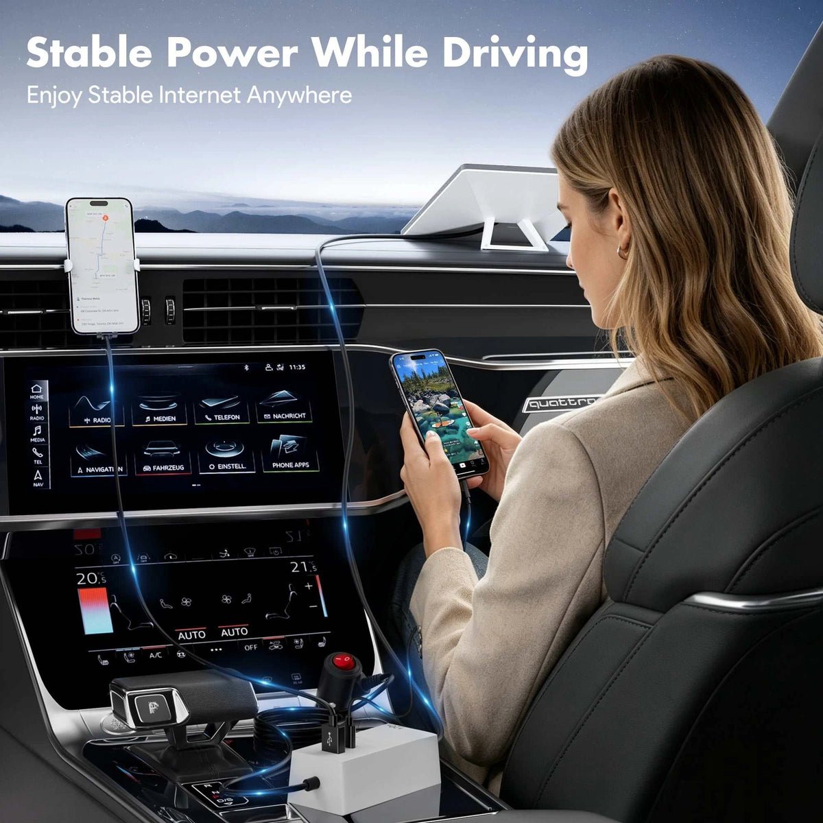 Starlink Mini Car Adapter, 12V/24V to 36V Converter, USB-C/A, On/Off Switch - Parts4Star